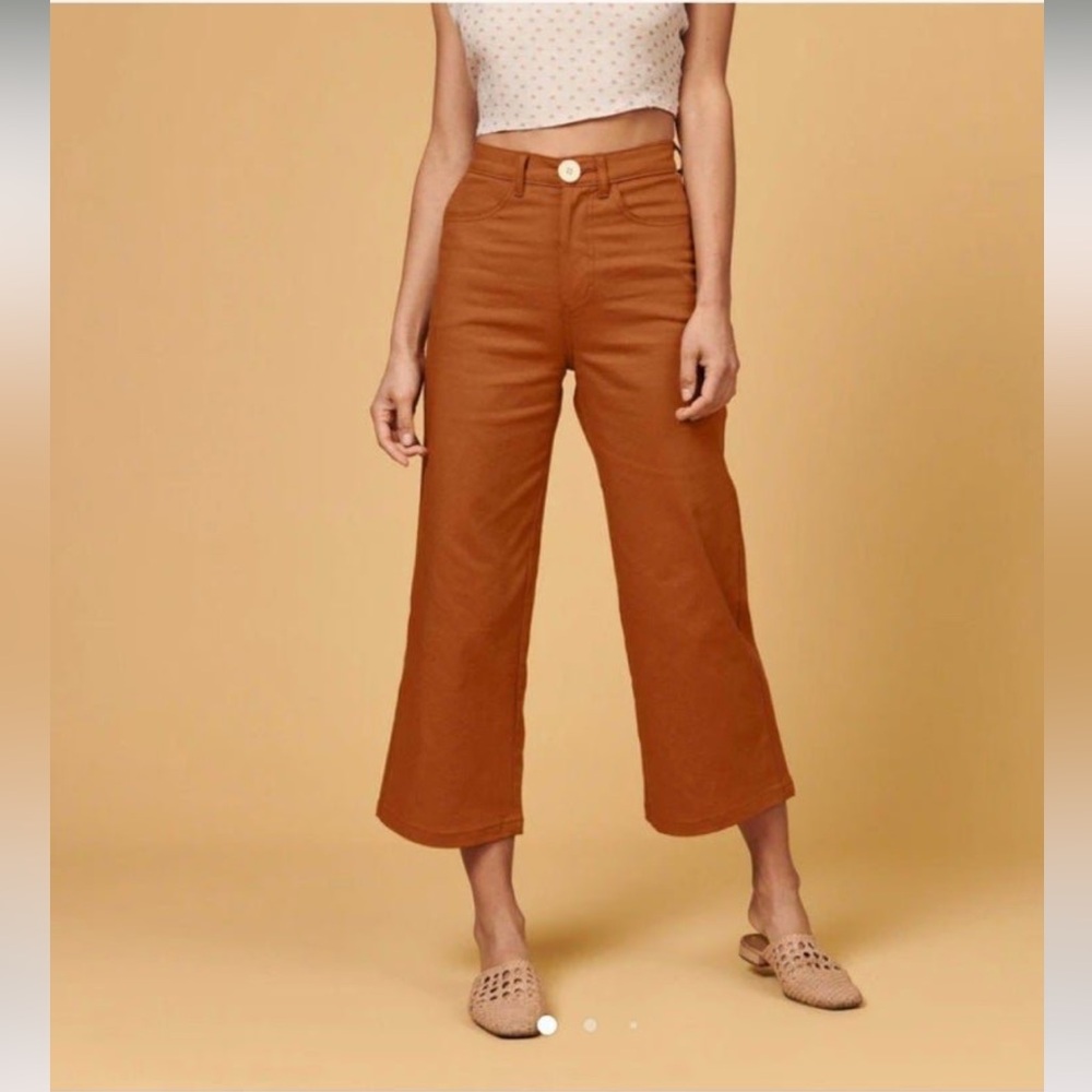 Whimsy + Row Flora Crop Wide Leg Pant In Rust Siz… - image 3